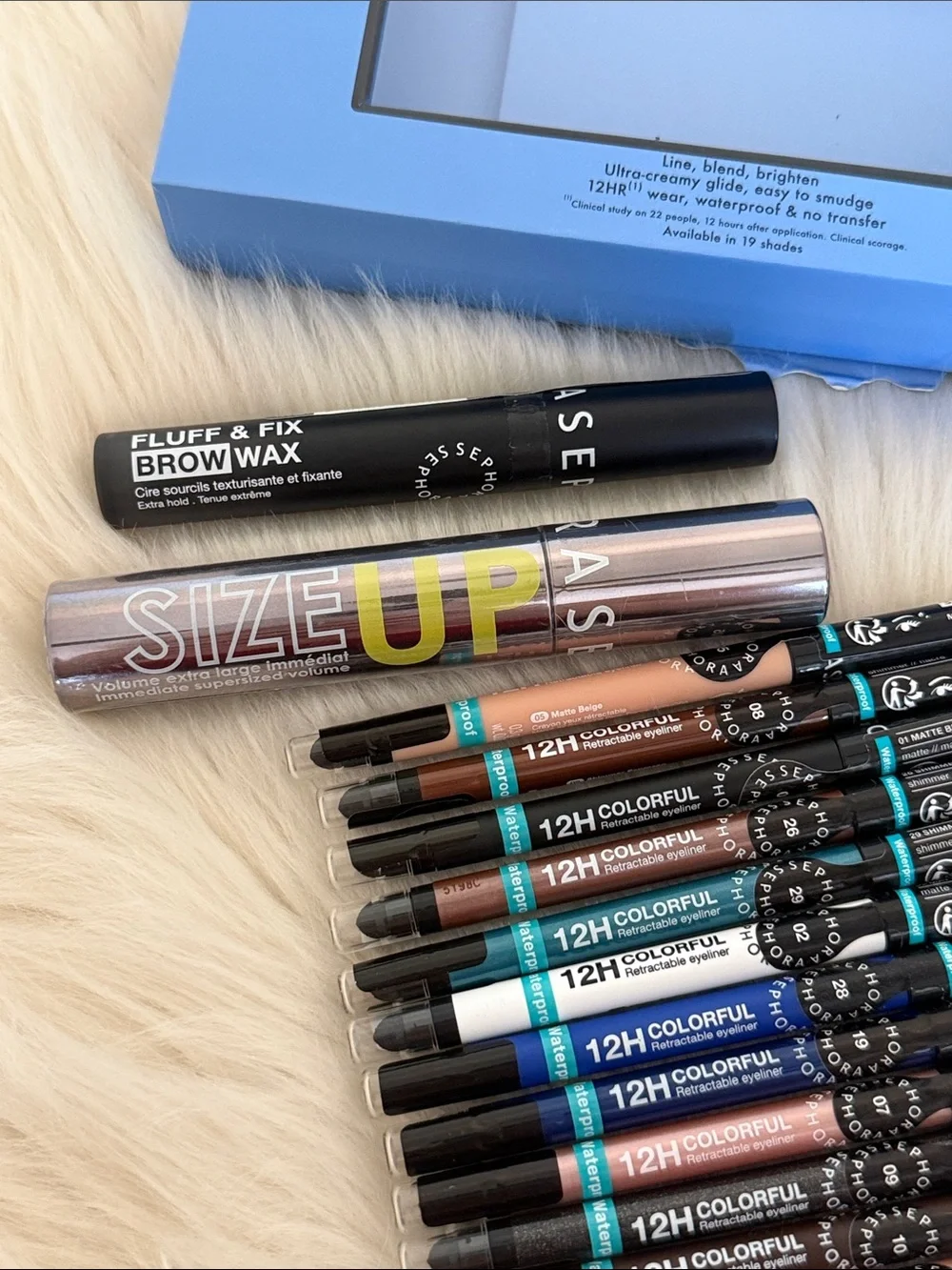 Sephora 12 hr colorful waterproof eyeliner, brow wax and mascara set